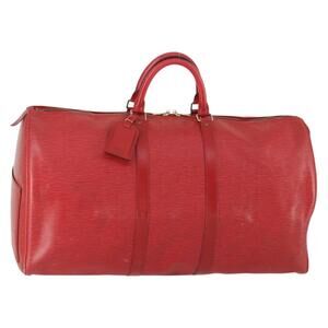 LOUIS VUITTON Epi Keepall 60 Boston Bag Red M42947 LV Auth 159412